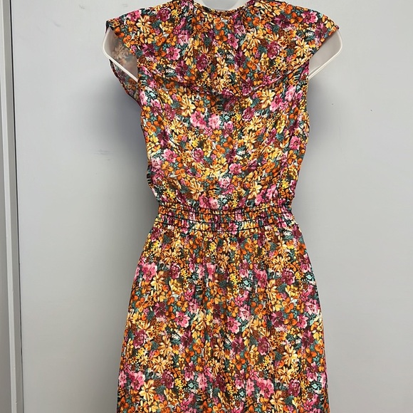 Lavender Brown Floral Flutter Sleeve Ruffled Maxi Dress - Picture 5 of 10